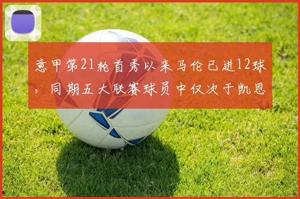 意甲第21轮首秀以来马伦已进12球，同期五大联赛球员中仅次于凯恩